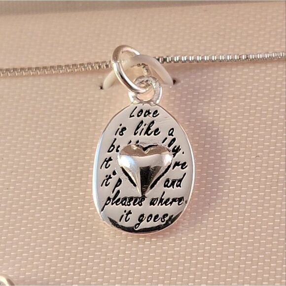 Sterling Inspirational Words Heart Necklace & Drop Earrings Set - Ne… - Picture 4 of 8